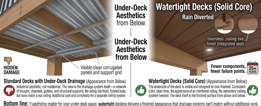 Under deck drainage appearance from below