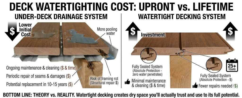 Deck waterproofing cost upfront vs lifetime